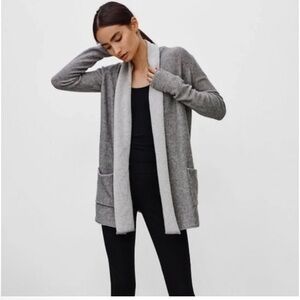 Babaton Beekman Cashmere Cardigan Women’s XXS Gray Open Front Knit Soft Luxury